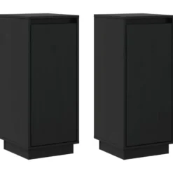 vidaXL - Dressoir - Zwart - Grenenhout - 2 stuks