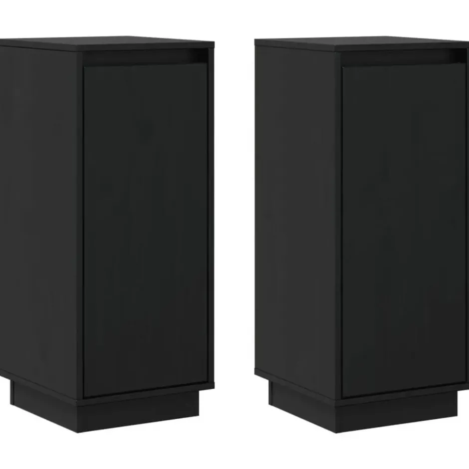 vidaXL - Dressoir - Zwart - Grenenhout - 2 stuks