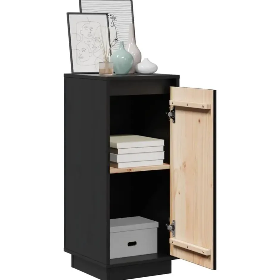 vidaXL - Dressoir - Zwart - Grenenhout - 2 stuks