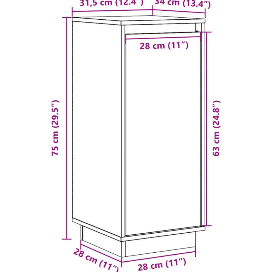 vidaXL - Dressoir - Zwart - Grenenhout - 2 stuks