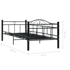 vidaXL - Eenpersoonsbedbank - Zwart - Metaal - 90x200 cm
