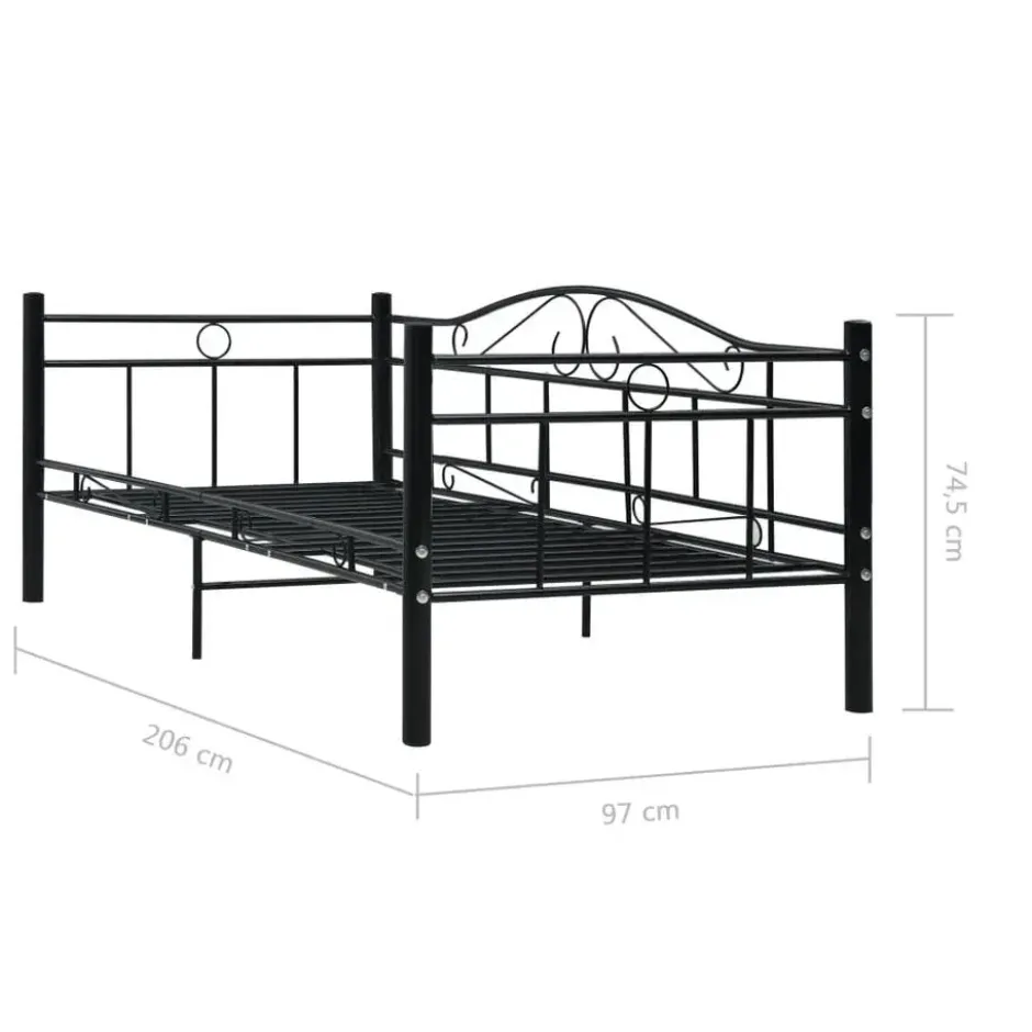 vidaXL - Eenpersoonsbedbank - Zwart - Metaal - 90x200 cm
