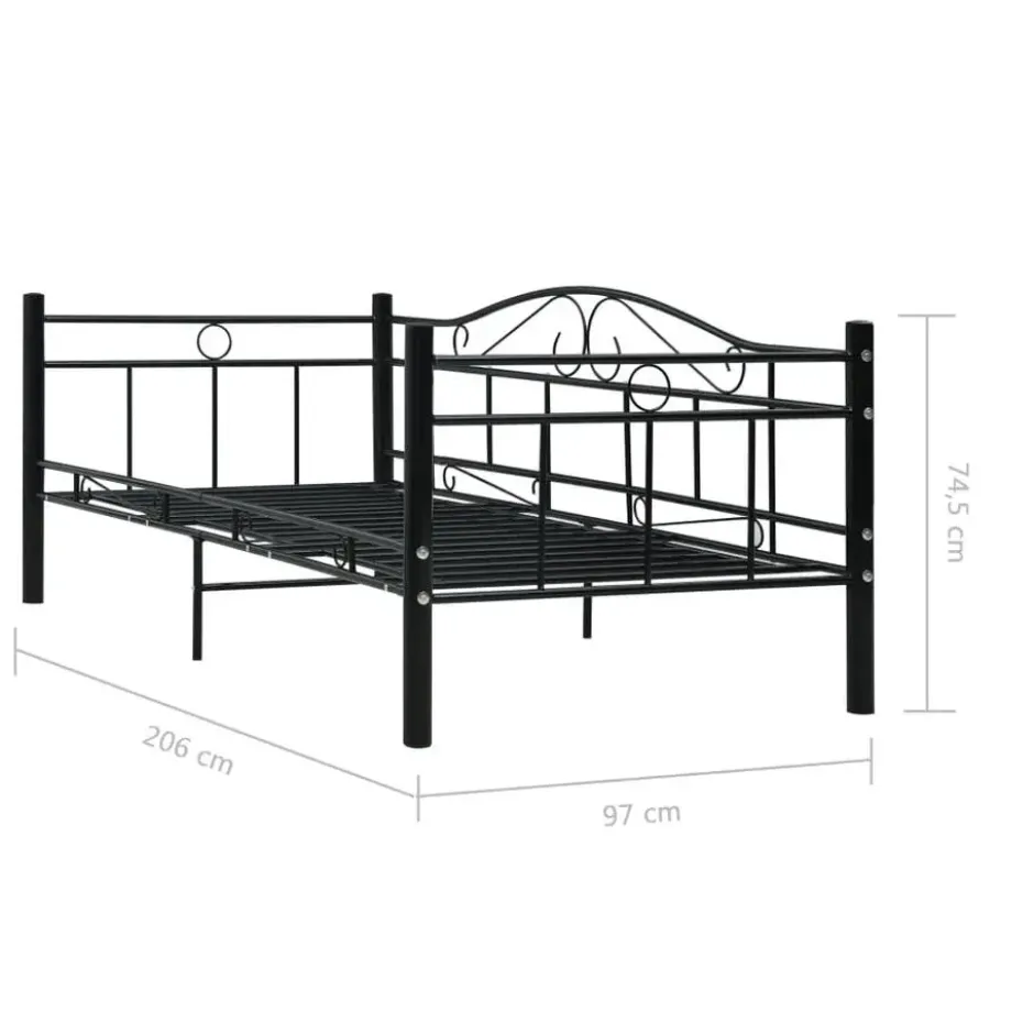 vidaXL - Eenpersoonsbedbank - Zwart - Metaal - 90x200 cm