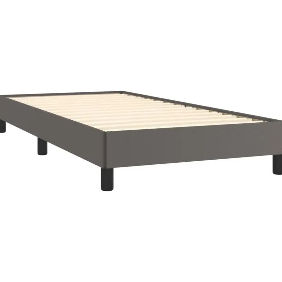 vidaXL - Eenpersoonsbed frame met lattenbodem - Grijs - Kunstleer - 80x200 cm