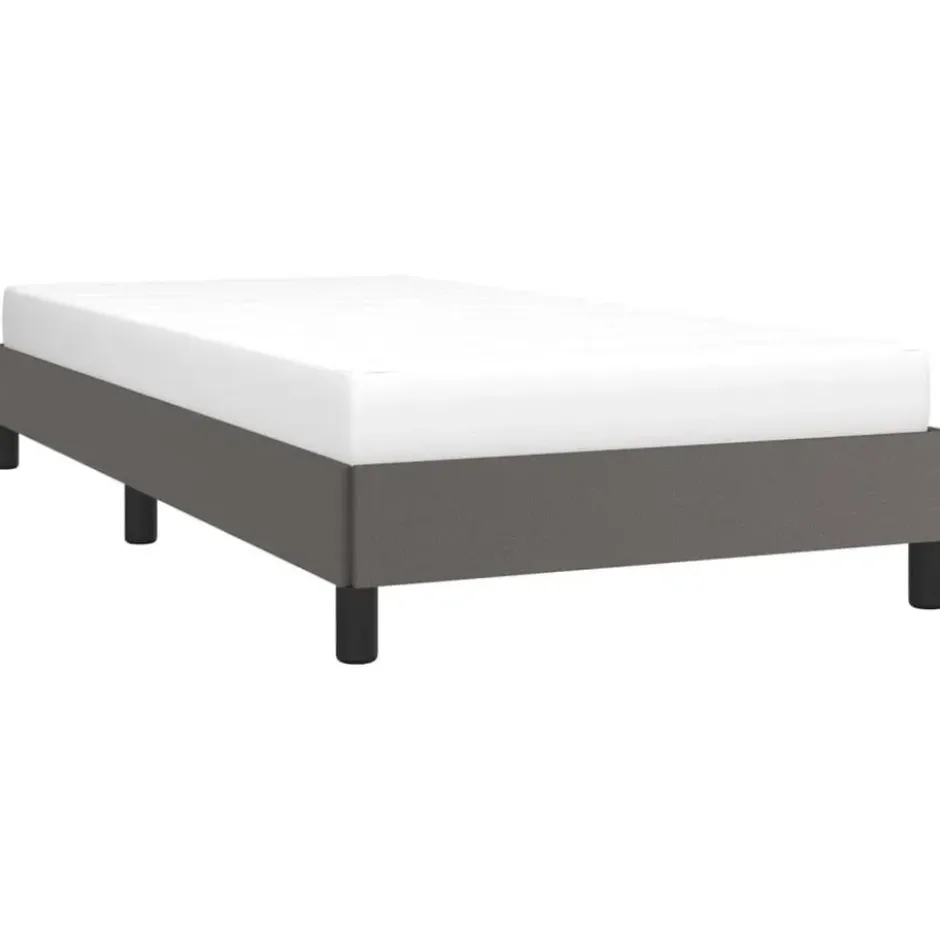 vidaXL - Eenpersoonsbed frame met lattenbodem - Grijs - Kunstleer - 80x200 cm