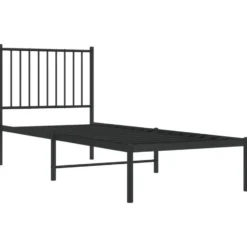 vidaXL - Eenpersoonsbed met hoofdbord - Zwart - Metaal - 80x200 cm