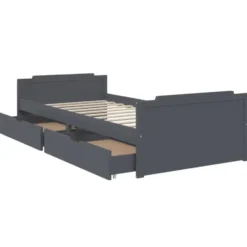 vidaXL - Eenpersoonsbed met lades - Donkergrijs - Massief grenenhout - 90x200 cm
