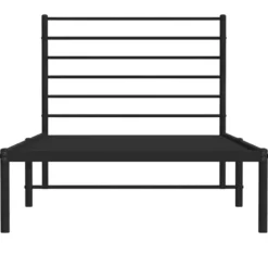 vidaXL - Eenspersoonsbed met hoofdbord - Zwart - Metaal - 80x200 cm