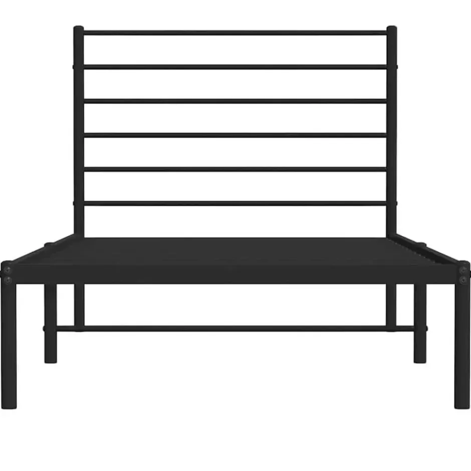 vidaXL - Eenspersoonsbed met hoofdbord - Zwart - Metaal - 80x200 cm
