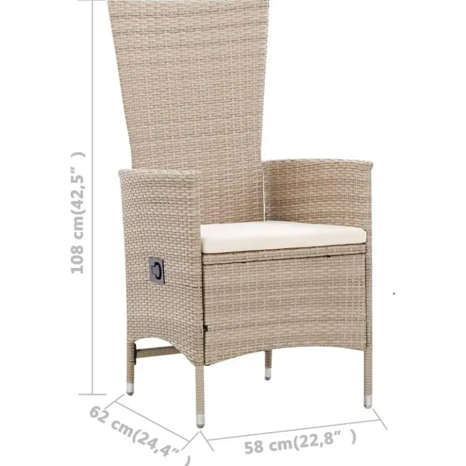 vidaXL - Eethoek Voor Buiten - Beige - Poly rattan - 150 cm tafellengte
