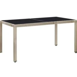 vidaXL - Eethoek Voor Buiten - Beige - Poly rattan - 150 cm tafellengte