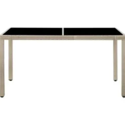 vidaXL - Eethoek Voor Buiten - Beige - Poly rattan - 150 cm tafellengte