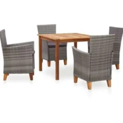 vidaXL - Eethoek Voor Buiten - Grijs - Poly rattan