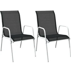 vidaXL - Eethoek Voor Buiten - Zwart - Staal - 3 stuks