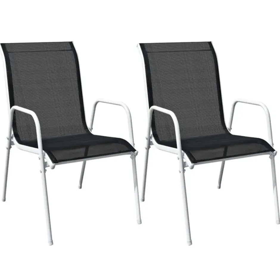 vidaXL - Eethoek Voor Buiten - Zwart - Staal - 3 stuks