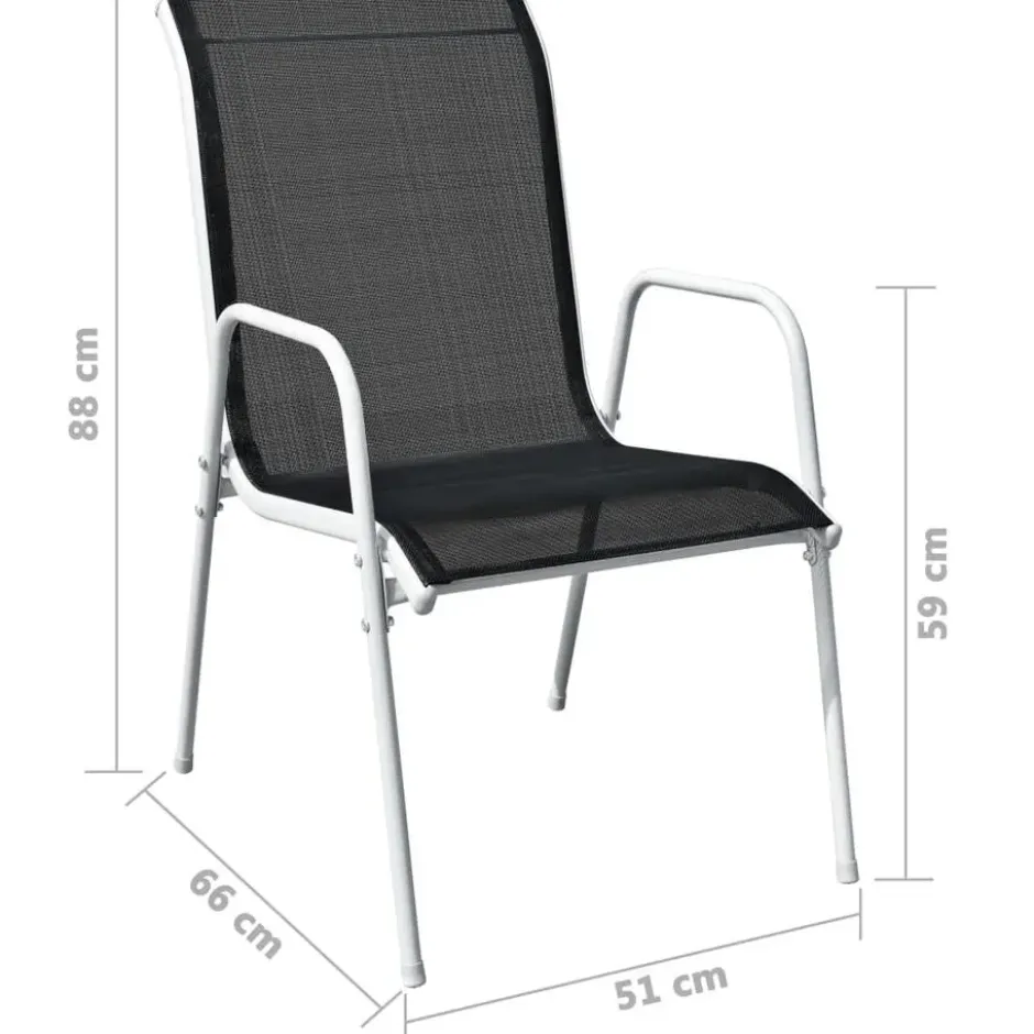 vidaXL - Eethoek Voor Buiten - Zwart - Staal - 3 stuks