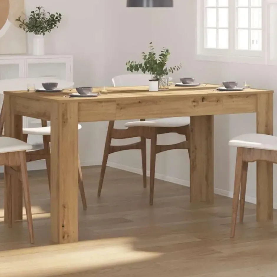 vidaXL Eettafel - Artisanaal eiken - Bewerkt hout - 140x74.5x76 cm