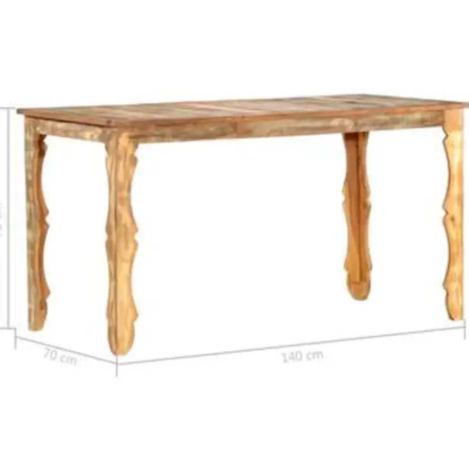 vidaXL - Eettafel - Bruin - Gerecycled hout - 140 x 70 x 76 cm