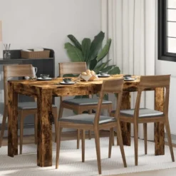 vidaXL Eettafel - Gerookt eiken - Bewerkt hout - 140x74.5x76 cm