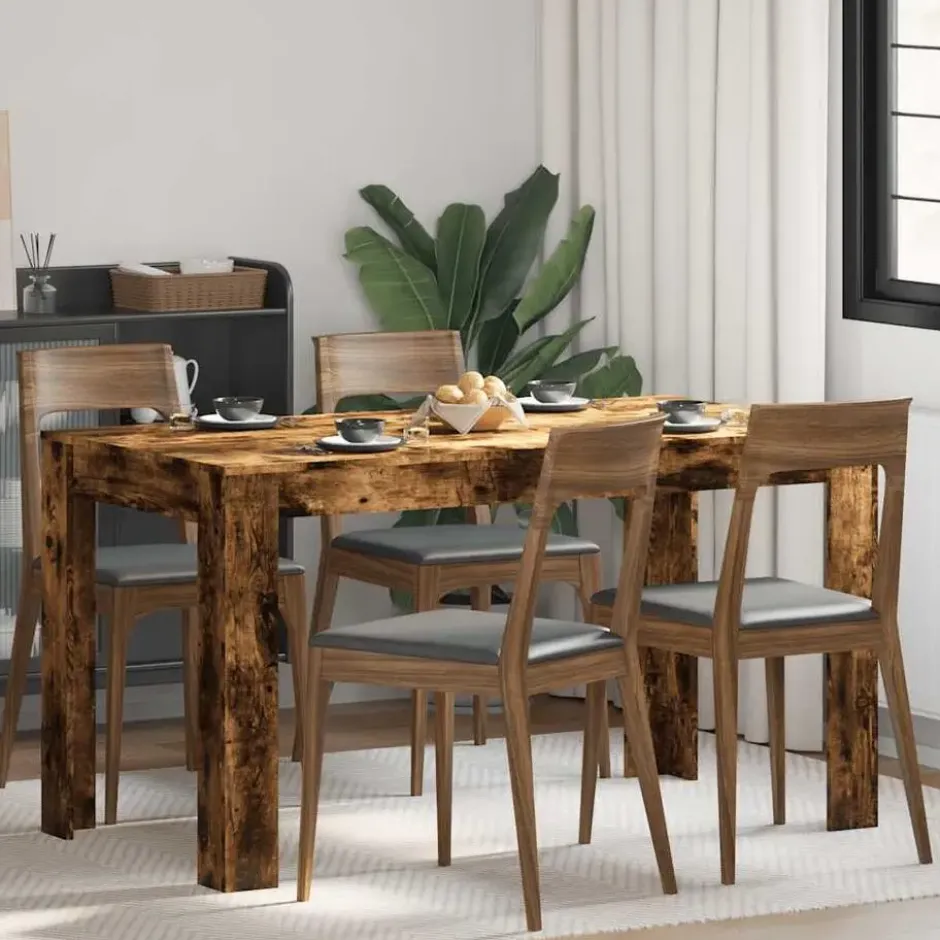 vidaXL Eettafel - Gerookt eiken - Bewerkt hout - 140x74.5x76 cm