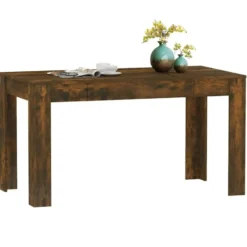 vidaXL Eettafel - Gerookt eiken - Bewerkt hout - 140x74.5x76 cm