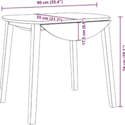 vidaXL Eettafel - Inklapbare tafel - Lichtbruin - Rubberhout - 90x90x55 cm