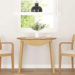vidaXL Eettafel - Inklapbare tafel - Naturel - Massief rubberhout - 90x90x55 cm
