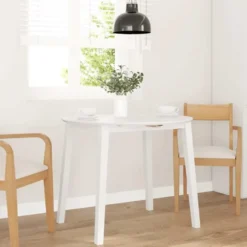 vidaXL Eettafel - Inklapbare tafel - Wit - Massief rubberhout - 90x90x55 cm