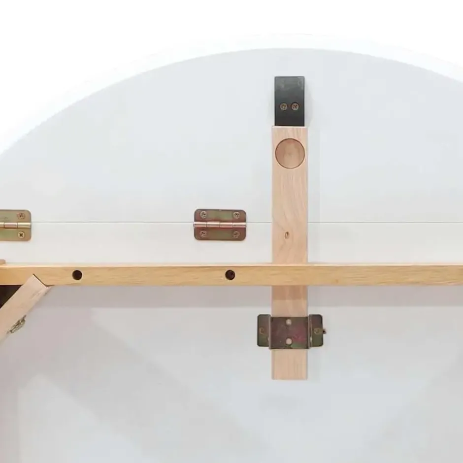 vidaXL Eettafel - Inklapbare tafel - Naturel en wit - Rubberhout - 90x90x55 cm