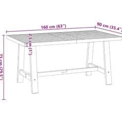 vidaXL Eettafel NOAIN met A-poten - Naturel - Massief grenenhout - 160x90 cm