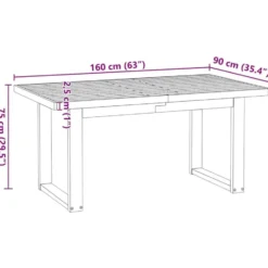 vidaXL Eettafel NOAIN met U-poten - Naturel - Massief grenenhout - 160x90 cm