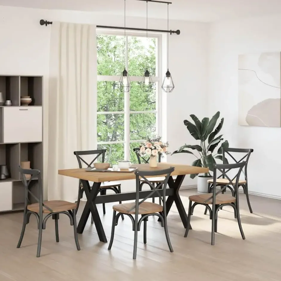 vidaXL Eettafel NOAIN met X-poten - Naturel - Massief grenenhout - 160x90 cm