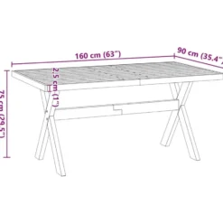 vidaXL Eettafel NOAIN met X-poten - Naturel - Massief grenenhout - 160x90 cm