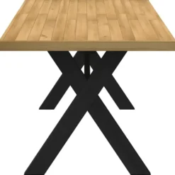 vidaXL Eettafel NOAIN met X-poten - Naturel - Massief grenenhout - 160x90 cm
