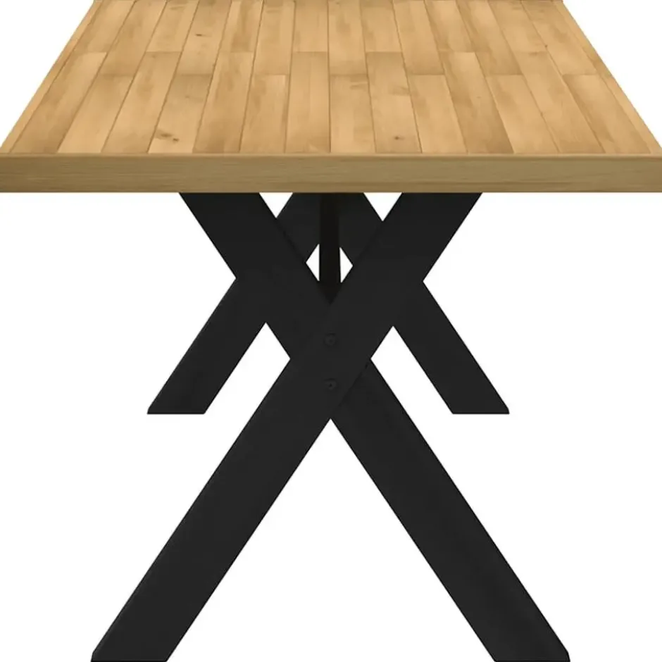 vidaXL Eettafel NOAIN met X-poten - Naturel - Massief grenenhout - 160x90 cm