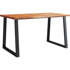 vidaXL Eettafel - Rechthoekige tafel - Massief acaciahout en staal - 140x80 cm