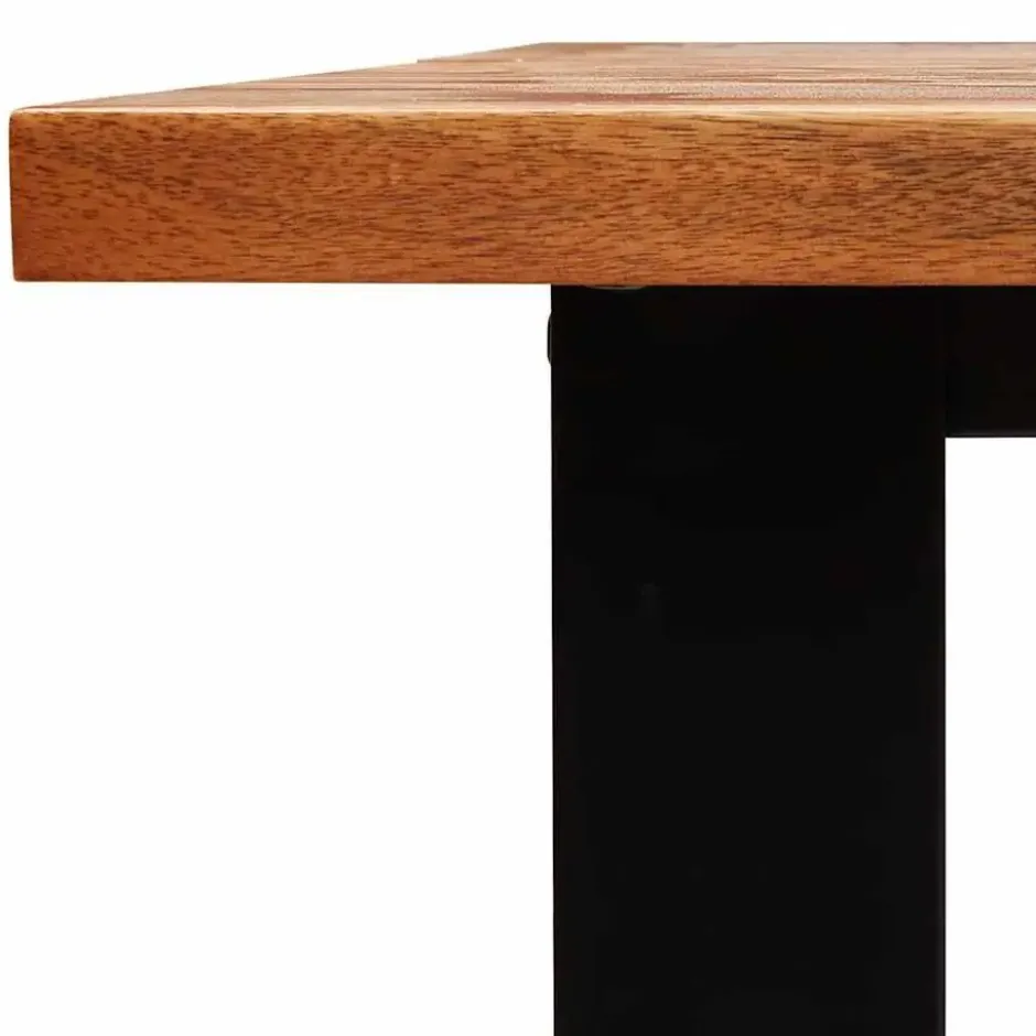 vidaXL Eettafel - Rechthoekige tafel - Massief acaciahout en staal - 140x80 cm