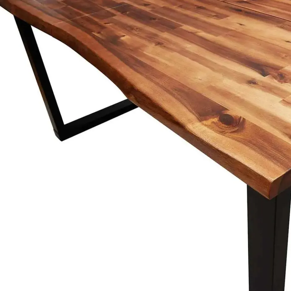 vidaXL Eettafel - Rechthoekige tafel - Massief acaciahout en staal - 140x80 cm