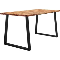 vidaXL Eettafel - Rechthoekige tafel - Massief acaciahout en staal - 160x80 cm