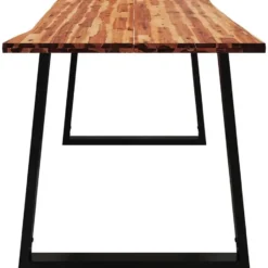 vidaXL Eettafel - Rechthoekige tafel - Massief acaciahout en staal - 160x80 cm