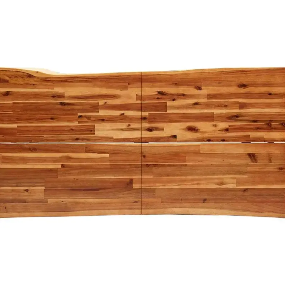 vidaXL Eettafel - Rechthoekige tafel - Massief acaciahout en staal - 160x80 cm