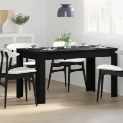 vidaXL Eettafel - Rechthoekige tafel - Zwart eiken - Hout - 140x74.5x76 cm