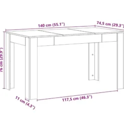 vidaXL Eettafel - Rechthoekige tafel - Zwart eiken - Hout - 140x74.5x76 cm