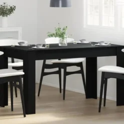 vidaXL Eettafel - Rechthoekige tafel - Zwart eiken - Hout - 140x74.5x76 cm