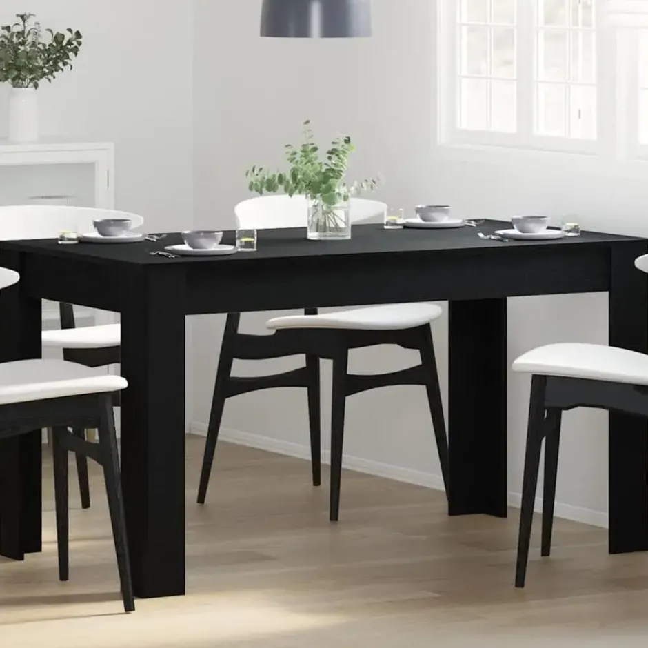 vidaXL Eettafel - Rechthoekige tafel - Zwart eiken - Hout - 140x74.5x76 cm