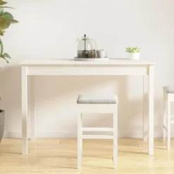 vidaXL Eettafel - Rechthoekige tafel - Wit - Massief grenenhout - 110x55 cm