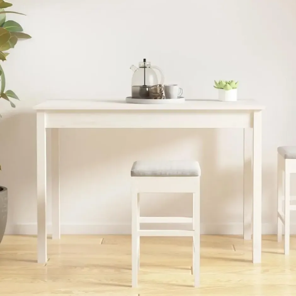 vidaXL Eettafel - Rechthoekige tafel - Wit - Massief grenenhout - 110x55 cm