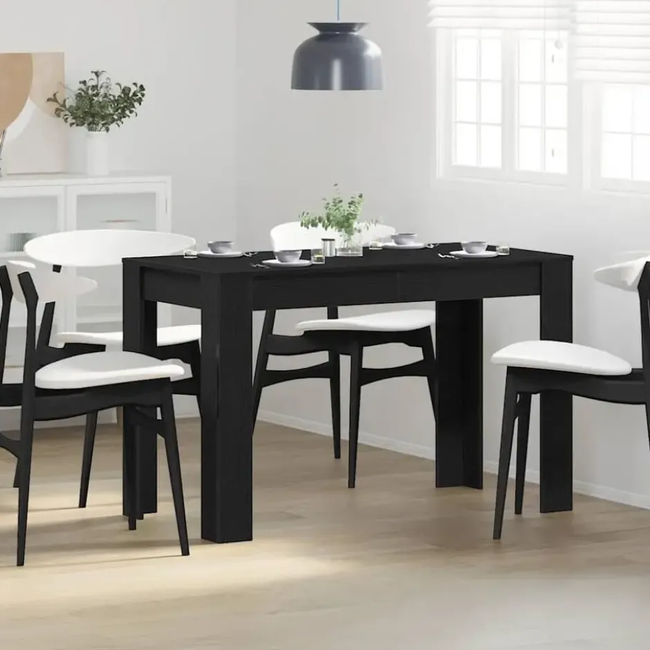 vidaXL Eettafel - Rechthoekige tafel - Zwart eiken - Bewerkt hout - 120x60x76 cm