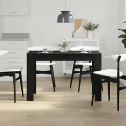 vidaXL Eettafel - Rechthoekige tafel - Zwart eiken - Bewerkt hout - 120x60x76 cm