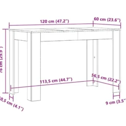 vidaXL Eettafel - Rechthoekige tafel - Zwart eiken - Bewerkt hout - 120x60x76 cm
